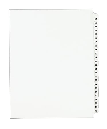 Avery® Standard Collated Legal Dividers, Avery® Style, Side-Tab, 51-75, 8 1/2" x 11"