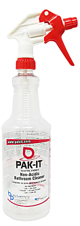 PAK-IT® Color-Matching Trigger Spray Bottle, For Non-Acid Bathroom Cleaner, 32 Oz, Red