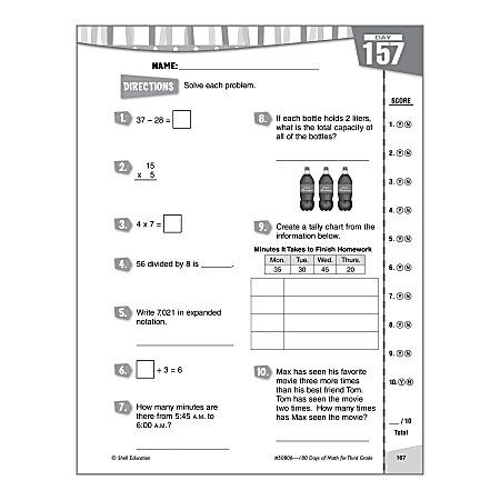 Shell Education 180 Days of Math Practice Grade 3 - Office Depot