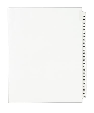 Avery® Standard Collated Legal Dividers, Avery® Style, Side-Tab, 76-100, 8 1/2" x 11"