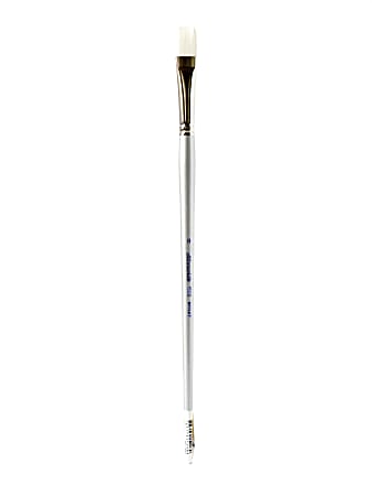 Silver Brush Silverwhite Series Long-Handle Paint Brush, Size 8, Bright Bristle, Synthetic, Silver/White