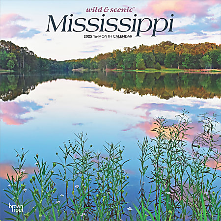 2025 BrownTrout Mississippi Wild & Scenic Monthly Plastic-Free Square Wall Calendar, 12"x12", American States, January to December 2025, 9781975475291
