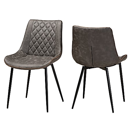 Baxton Studio 10508 Dining Chairs, Gray/Brown, Set Of 2 Chairs