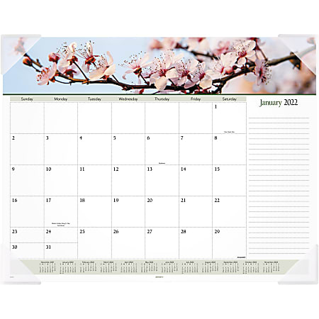 AT-A-GLANCE® Panoramic Monthly Desk Calendar, 21-3/4" x 17", Floral, January To December 2022, 89805