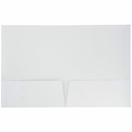 JAM Paper® Glossy 2-Pocket Presentation Folders, 8-1/2" x 11", White, Pack Of 6 Folders