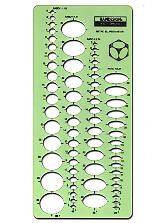 Rapidesign Ellipses Drafting Template, Metric Ellipse, 68 Ellipses