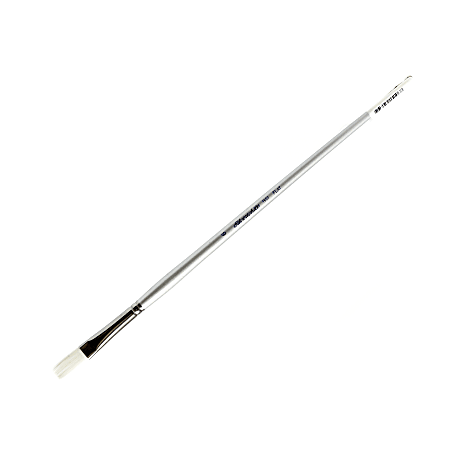 Silver Brush Silverwhite Series Long-Handle Paint Brush, Size 6, Flat Bristle, Synthetic, Silver/White