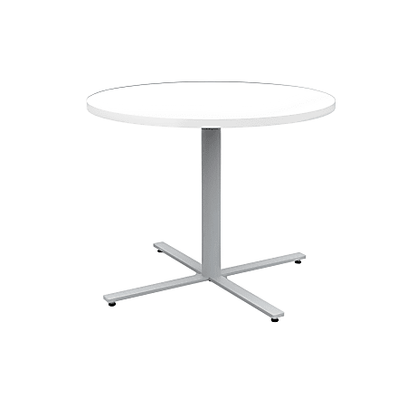 Safco® Jurni Round Café Table, 29”H x 36”W x 36”D, Designer White/Silver