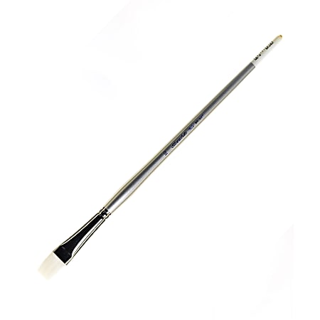 Silver Brush Silverwhite Series Long-Handle Paint Brush, Size 10, Bright Bristle, Synthetic, Silver/White