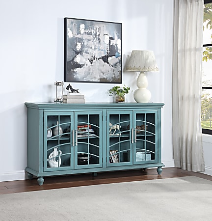 Coast to Coast Tahoe 72"W Traditional Credenza With 4 Doors, Blue