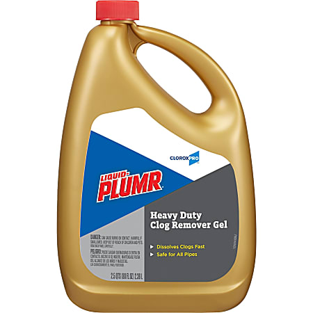 CloroxPro™ Liquid-Plumr Heavy Duty Clog Remover - Ready-To-Use Gel - 80 fl oz (2.5 quart) - 162 / Pallet - Clear