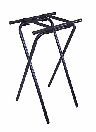 CSL Deluxe Steel Tray Stands, 31"H x 19"W x 15"D, Black/Black Straps, Set Of 6 Stands