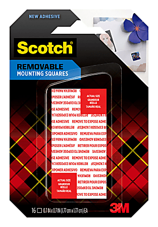 Scotch® Removable Double-Sided Mounting Squares , 0.7 in x 0.7 in (1.77 cm x 1.77 cm) 16/pk