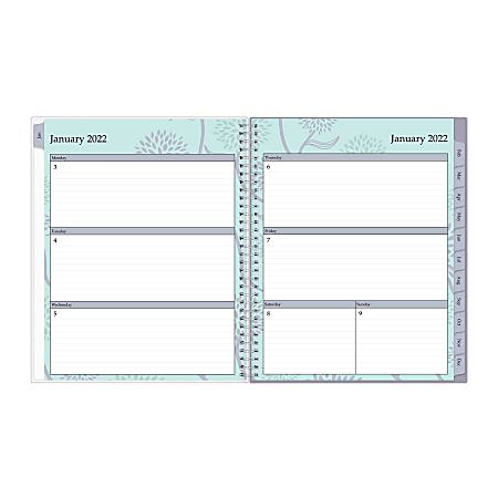 Blue Sky™ Frosted Weekly/Monthly Safety Wirebound Planner, 8-1/2" x 11", Rue Du Flore, January To December 2022, 101602