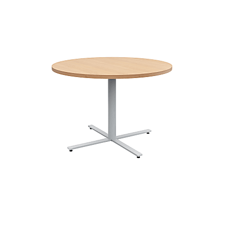 Safco® Jurni Round Café Table, 29”H x 42”W x 42”D, Fusion Maple/Silver