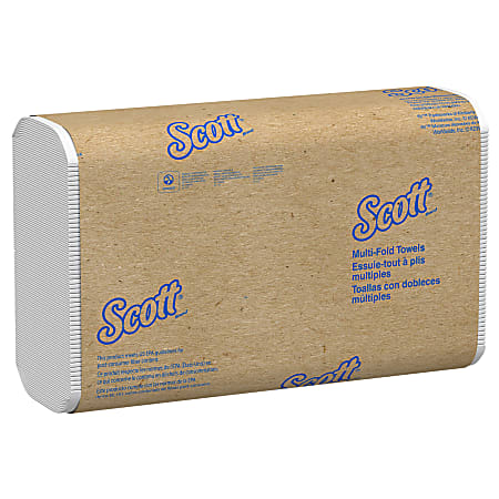 Scott® 1-Ply Multifold Paper Towels with Fast-Drying Absorbency Pockets, White, 250 Multifold Towel Sheets Per Pack, 16 Packs Per Case, 4,000 Sheets Per Case