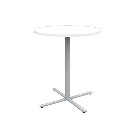 Safco® Jurni Steel And Laminate Round Bistro Table, 42"H x 36"W x 36"D, Designer White/Silver
