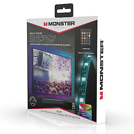 Monster Sound Reactive LED Light Strip 6 12 Multicolor - Office Depot