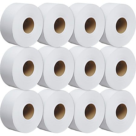 Scott® JRT Jr. Jumbo 1-Ply Toilet Paper, 1000’ Roll, 100% Recycled, 3,380 Sheets Per Roll, Case Of 12 Rolls