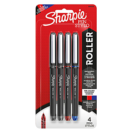 Sharpie Rollerball Pen Needle Point 0.5mm Assorted Colors Pack Of 4