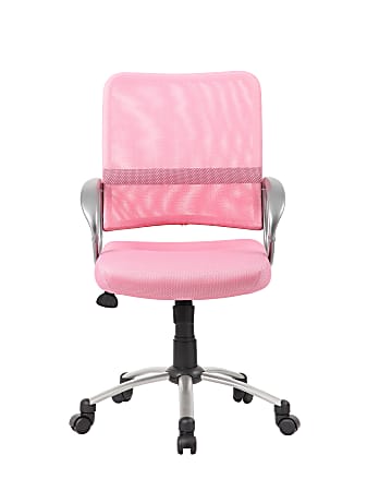 Boss Office Products Mesh Mid-Back Multipurpose Task Chair, Pink/Black/Pewter