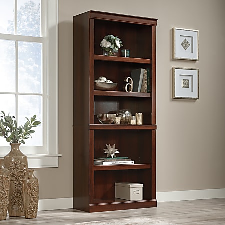 5-Shelf Oak Bookcase – Wooden Bookshelf With Adjustable Shelves – 72 Inches Tall