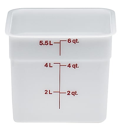 Cambro Poly CamSquare Food Storage Containers, 6 Qt, White, Pack Of 6 Containers