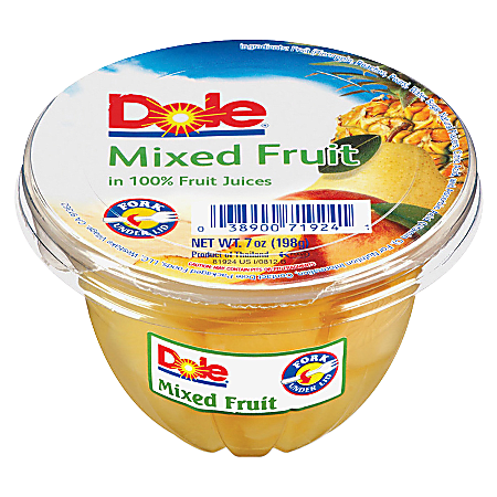 Dole Fruit Cups, Mixed Fruit, 7 Oz, Carton Of 12