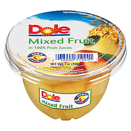 Dole Fruit Cups, Mixed Fruit, 7 Oz, Carton