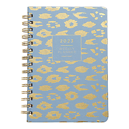 Russell & Hazel Spiral Vegan Weekly/Monthly Planner, 5-5/8" x 8-1/4", Blue, January To December 2023, 94033