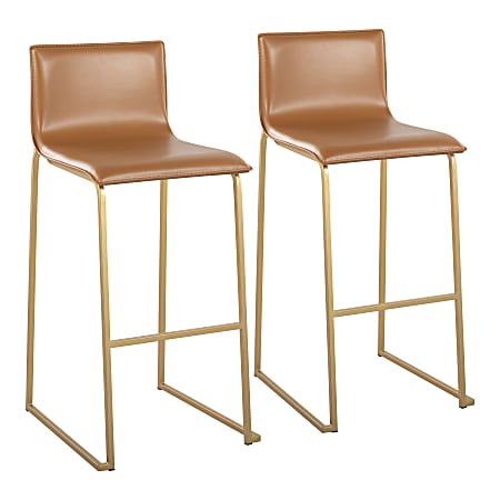 LumiSource Mara Bar Stools, Gold/Camel, Set Of 2 Stools