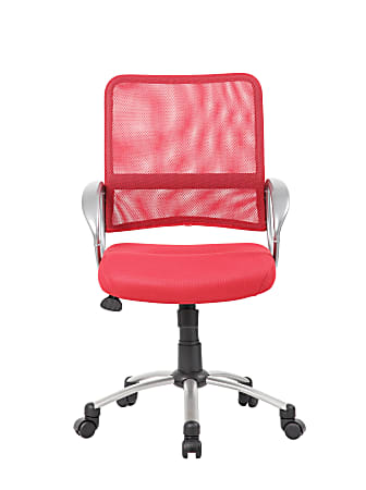 Boss Offfice Products Mesh Mid-Back Multipurpose Task Chair, Red/Black/Pewter