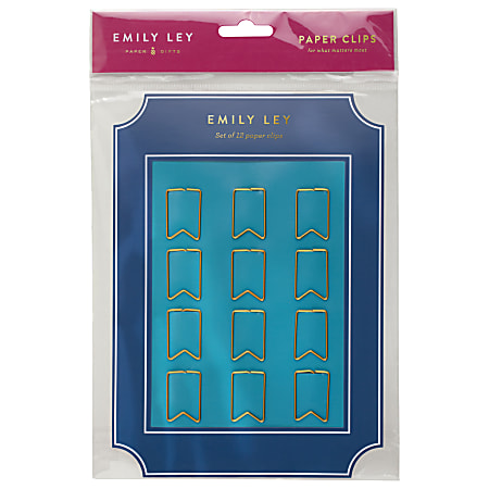 Emily Ley Simplified® System Flag Paper Clips, Pack Of 12, Matte Gold