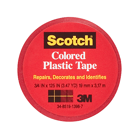 Scotch® Vinyl Plastic Tape, 3/4" x 125", Red