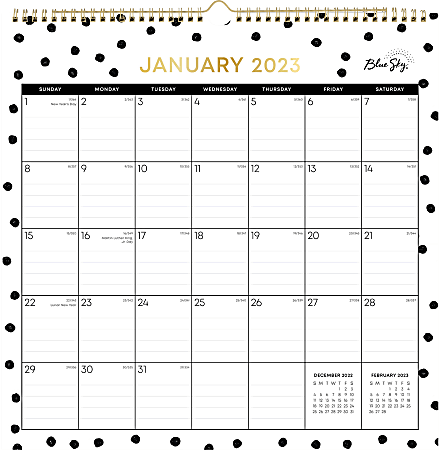 Blue Sky™ Monthly Wall Calendar, 12" x 12", Deelie, January To December 2023, 138924