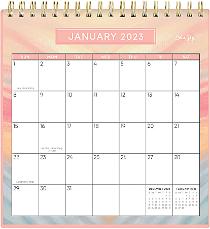 Blue Sky™ Monthly Desk Calendar With Stand, 6-1/16” x 6-3/8”, Sunrise, January To December 2023, 138929