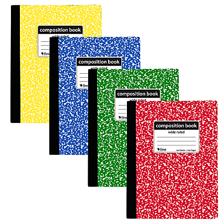 C-Line Wide Rule Composition Notebooks, 7-1/2” x 9-3/4”, 1 Subject, Marble Assorted Colors