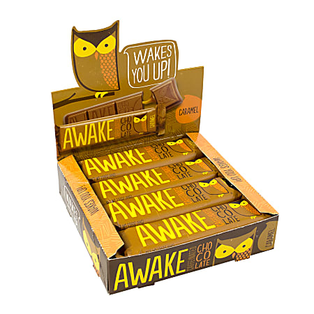 AWAKE Caffeinated Chocolate™ Caramel Bars, 1.5 Oz, Box Of 12