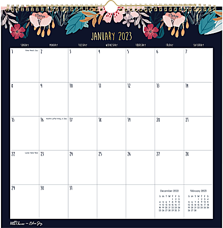 Blue Sky™ Monthly Wall Calendar, 12" x 12", Bouquetia, January To December 2023, 138986