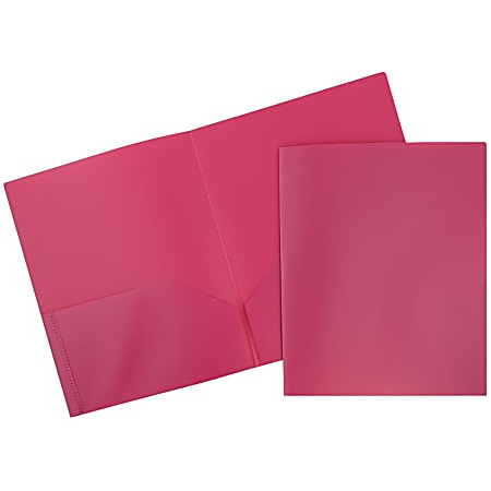 JAM Paper® Plastic 2-Pocket POP Folders, 9 1/2" x 11 1/2", Pink, Pack Of 6
