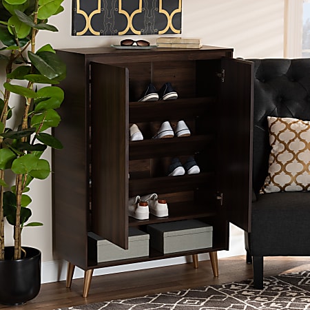 Baxton Studio Mid Century Modern 46 H 2 Door Entryway Shoe Baxton Studio Mid Century Modern 46 H 2 Door Entryway Shoe