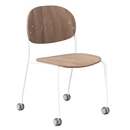 KFI Studios Tioga Laminate Guest Chair With Casters, Beech/White