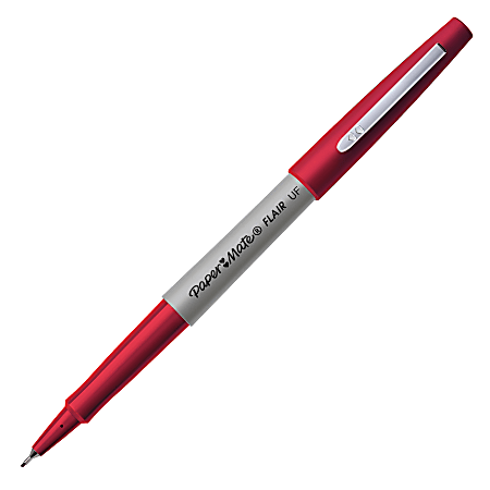 Paper Mate® Flair® Porous-Point Pen, Ultra Fine Point, Red Barrel, Red Ink