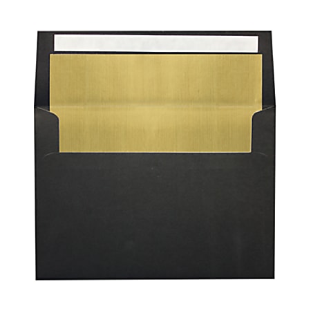 LUX Invitation Envelopes, A7, Peel & Stick Closure, Black/Gold, Pack Of 50