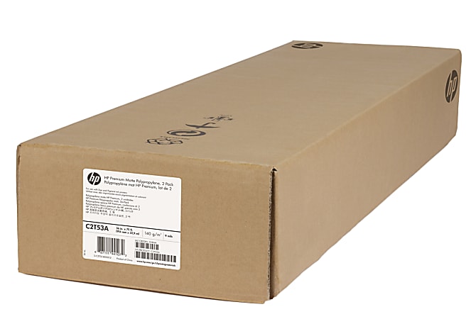 HP Premium Matte Polypropylene, 36" x 75', 52 Lb, Pack Of 2 Rolls
