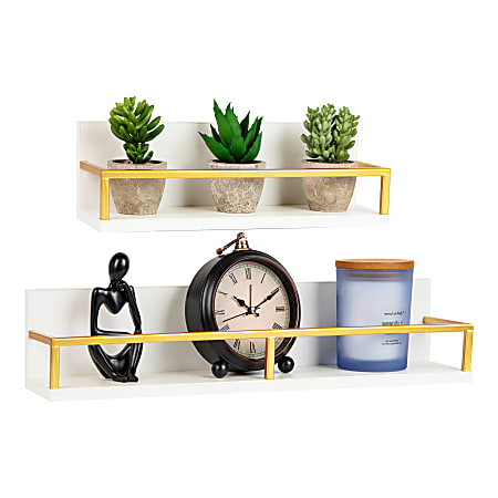 Mind Reader Wall-Mounted Floating Shelves, 3-15/16”H x 4”W x 18”D, White, Set Of 2 Shelves