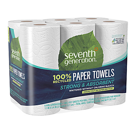Seventh Generation™ 2-Ply Paper Towels, 100% Recycled, 140 Sheets Per Roll, Pack Of 6 Rolls
