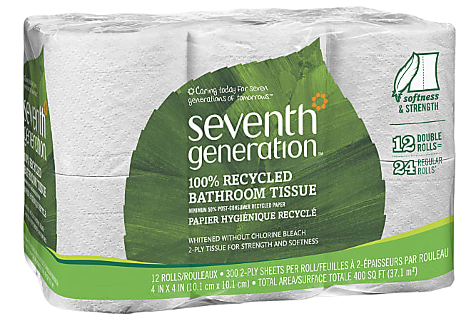 Seventh Generation® 2-Ply Toilet Paper, 100% Recycled, 240 Sheets Per Roll, Pack Of 12 Rolls