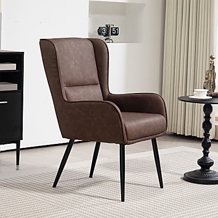 Glamour Home Benning Faux Leather Accent Chair, Brown/Black