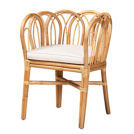 Baxton Studio Melody Rattan Dining Chair, Natural/White